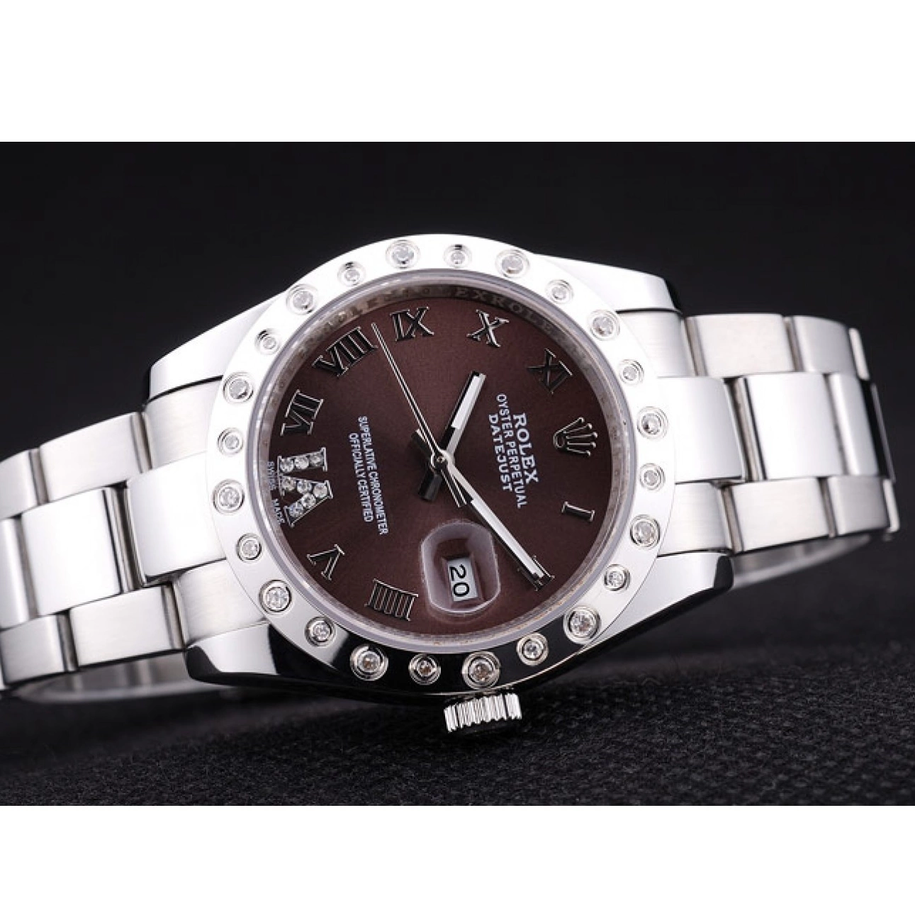 Best AAA Replica Sites 7466 Diamond Bezel Datejust Rolex Dial Brown 0611
